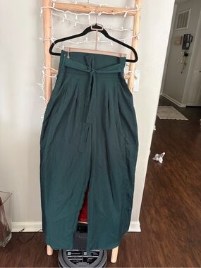 SHEIN Teal High-Waist Paperbag Wide Leg pants  with Tie